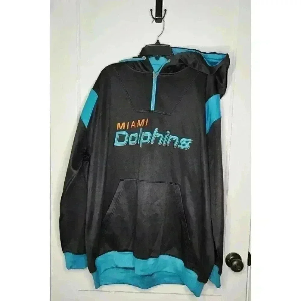 NWT Size 3XL NFL Team Apparel Miami Dolphins Quarter Zip Sweatshirt Football